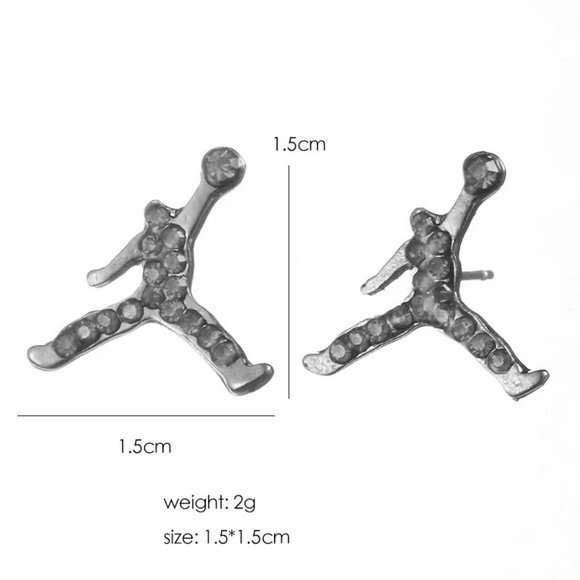 GOLD SILVER BLACK AIR JORDAN JUMPMAN EARRINGS STUD‎ - Picture 3 of 3